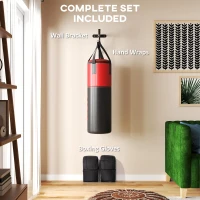 SPORTNOW Unfilled Punching Bag Set with Boxing Bag Bracket, Boxing Gloves, Hand Wraps and 360° Swivel Hook(m-5)