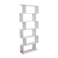 Homcom Bibliothèque Étagère Zig Zag en Bois Blanc 80 x 25 x 192 cm(m-10)