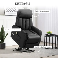 HOMCOM Poltrona Relax Reclinabile Alzapersone Elettrica con Telecomando e Poggiapiedi, 80x94x104 cm Nero(m-7)