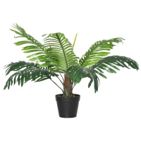 Outsunny Palma in Plastica Decorativa, Pianta Tropicale Finta con Vaso per Interno ed Esterno, Ф16 x 60cm(m-10)