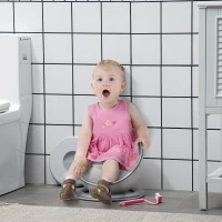 HOMCOM Kids Toilet Training Potty, with Removable Pot, Splash Guard and Brush - White(m-2)