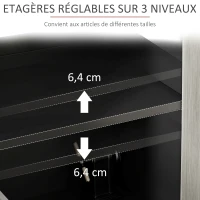 HOMCOM Buffet de cuisine meuble de rangement 2 placards avec étagères réglables, 121 x 37 x 75 cm, noir et aspect bois gris(m-5)