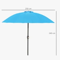 Outsunny 2.5m Shanghai Garden Parasol Umbrella with Crank & Tilt, Adjustable Outdoor Sun Shade, Blue(m-3)