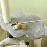 PawHut Albero Tiragraffi per Gatti con Casetta e Lettino, Rivestimento Peluche e Gioco, 48x48x86cm, Grigio(m-9)