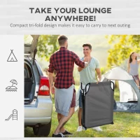 Outsunny Outdoor Folding Sun Lounger Set of 2 with Face Hole, 4 Level Adjustable Backrest Reclining Garden Lounger, Garden Recliner Sunbed with 600 D Oxford Cloth Seat and Pillow for Beach, Dark Grey(m-8)