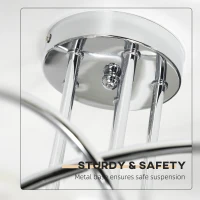 HOMCOM Modern Crystal Ball Chandelier Ceiling Light Pendant Light with 5 Lampshades 5 G9 Bulbs Required Silver(m-6)