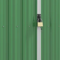 Outsunny 7.6 x 4.3ft Garden Storage Shed with Lockable Sliding Doors and Ventilation, Metal Garden Tool Storage House, Green(m-9)