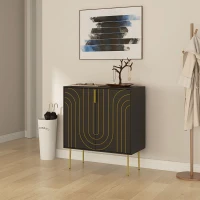 HOMCOM Art Deco Inspired Sideboard, with Adjustable Shelf - Black/Gold Tone(m-9)
