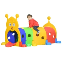 Outsunny Play Tunnel, Caterpillar Tunnel for Kids, Toddler Play Structure for Ages 3-6 Years, Indoor, Outdoor - Multicoloured(m-11)