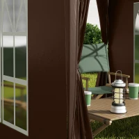 Outsunny Tonnelle de jardin extérieure tonnelle pliante pop-up réglable en hauteur protection UV 2 x 2 m marron(m-10)