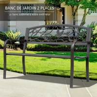 Outsunny Banc de Jardin 3 Places banc extérieur jardin Style Rural Chic pour balcon terrasse patio 127 x 60 x 85 cm métal époxy anticorrosion Brun(m-4)