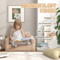 AIYAPLAY 2 in 1 Kids Armchair, Foldable Recliner for 1.5-3 Years Old, Khaki(m-6)