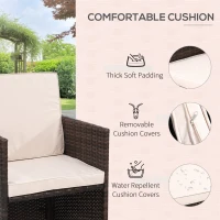 Outsunny 8 Seater Rattan Cube Garden Furniture Set, Rattan Dining Set with Cushions, Outdoor Dining Table and Chairs with 4 Armchairs, 4 Stools, Square Glass Top Table for Patio, Balcony, Brown(m-6)