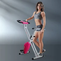 HOMCOM Vélo d'appartement cardio Fitness pliable écran LCD résistance et selle réglable rose(m-2)