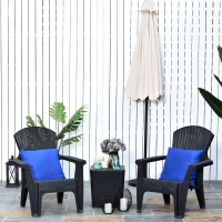 Outsunny Salon de jardin 2 pers. 3 pièces - ensemble bistro style néo-rétro - 2 fauteuils lounge + table basse coffre - polypropylène noir imitation rotin(m-2)