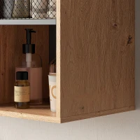 HOMCOM Armario de Baño de Pared con Compartimentos Abiertos y 2 Puertas Mueble de Baño Moderno 80x35x57,5 cm Natural(m-9)