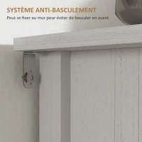 HOMCOM Meuble à chaussures étagère à chaussures armoire 3 portes abattants effet cannage rotin - en bois bois naturel(m-7)