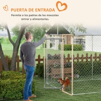 PawHut Jaula de Exterior para Perros Parque para Perros con Marco de Acero Toldo Impermeable y Anti-UV 600x230x230 cm Plata(m-8)