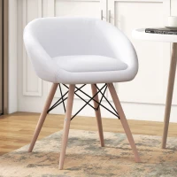 HOMCOM Faux Leather Home Office Modern Lounge Padded Chic Dining Chair with Solid Wood Legs Living Room Furniture(m-7)