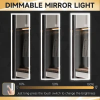 HOMCOM Dimming Full Length Mirror, 120 x 40cm Long Wall Mirror with 3 Colour LED, Smart Touch, Memory Function(m-5)