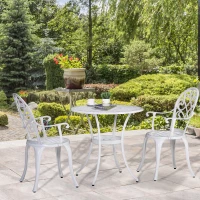 Outsunny Three-Piece Elegant Aluminium Garden Set - White(m-2)