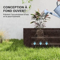 Outsunny Jardinière extérieure carré potager galvanisée avec bordure de sécurité et fond ouvert 240 x 120 x 30 cm gris foncé(m-7)