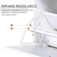 HOMCOM Mobile Scarpiera in Legno con 2 Ante a 2 Livelli, Cassetto e Ripiano in Vetro 60x24x105.5 cm, Bianco(m-6)