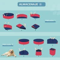 PawHut Piscina Plegable para Perros Gatos Ø100x30 cm Bañera Portátil para Mascotas PVC Antideslizante Múltiples Usos Color Rojo(m-8)