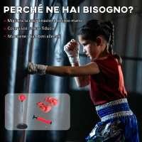 HOMCOM Punching Ball da Terra ad Altezza Regolabile con Guantoni da Boxe e Base Riempibile, 43x43x126-144 cm, Rosso(m-5)