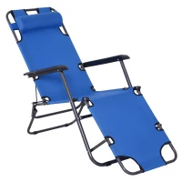 Outsunny 2 in 1 Folding Sun Lounger Reclining Garden Chair with 2-Level Adjustable Backrest, Outdoor Zero Gravity Recliner Garden Chair with Head Pillow and Armrests, Blue(m-11)