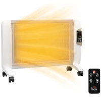 HOMCOM Mica Electric Space Heater, Portable Heater for Home with 2 Heat Settings, Living Room, Study, Garage, Adjustable Temperature 18-30°C, 1000W/2000W, White(m-1)