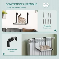PawHut Hamac radiateur Chat Étagère Chat Lit Panier Chat Suspendue Murale pour Chat avec Coussin Amovible Cadre en Acier Convient au Chat Moins de 4,5 Kg(m-4)