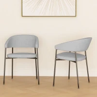 HOMCOM Ensemble de 2 chaises de salle à manger en tissu aspect lin minimaliste pieds en acier 59 x 56 x 78 cm gris clair(m-7)