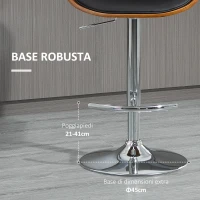 HOMCOM Sgabello da Bar Alto in Stile Industriale con Altezza Regolabile, Sgabello Cucina Vintage Girevole in Legno con Schienale e Poggiapiedi, 58L x 54P x 92-112Acm(m-6)