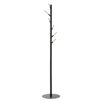 HOMCOM 174cm Free Standing Coat Rack Stand with 6 Hooks Clothes Tree Hat Display Hall Tree Hanger Hanging Organizer for Hallway Bedroom Living Room Black(m-10)