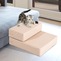 PawHut Escalier coussin 2 en 1 pour chien animaux déhoussable revêtement revêtement synthétique beige(m-2)
