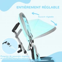 HOMCOM Tricycle 6 en 1 pour enfants, auvent, ceinture de sécurité 5 points, rangement, repose-pieds, frein, 1-5 ans, vert(m-5)