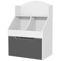 AIYAPLAY Libreria per Bambini a 2 Livelli con Cassetto su Ruote per Giochi e Libri, 62x40x88 cm, Bianco(m-10)