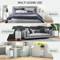 HOMCOM Set of Two Three-Drawer Bedside Tables - White(m-6)
