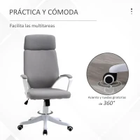 Vinsetto Silla de Oficina Giratoria Silla de Escritorio Giratoria Altura Ajustable con Reposabrazos 63x65x112-120 cm Gris(m-6)