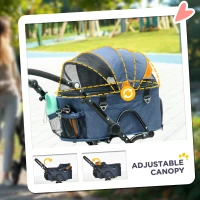 PawHut Pet Stroller, 2 in 1 Dog Carrier Foldable Cat Pushchair with 4 Wheels, Adjustable Canopy, Safety Leashes, Storage Basket for Miniature Small Dogs, Blue(m-7)
