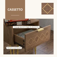 HOMCOM Comodini Moderni Set 2 Pezzi in Truciolato e Acciaio con Cassetto, 39.5x41x49 cm, Marrone(m-5)