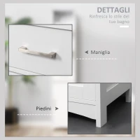 kleankin Armadietto Bagno con Scaffale a 3 Livelli, 1 Cassetto e 1 Mobiletto, 34x30x163cm(m-6)