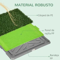 PawHut Inodoro para Perros con 2 Céspedes Artificiales Rejilla y Bandeja para Entrenamiento de Cachorros 67x41x3,5 cm Verde(m-5)
