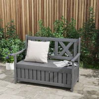 Outsunny 2-Seater Garden Storage Bench for Patio Wood Porch Decor Outdoor Seating, Charcoal Grey(m-2)