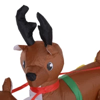 HOMCOM Gonfiabile di Babbo Natale con Slitta e Renne, Autogonfiabile Elettrico, Impermeabile e Resistente, Lungo 2.3 Metri(m-7)