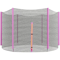 SPORTNOW 10ft Trampoline Net Replacement with 6 Plastic Pole Covers, Weather-Resistant Trampoline Netting Replacement with Zipped Entrance, Poles Not Included, Pink(m-11)