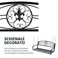 Outsunny Dondolo 2 Persone Design Classico Catene Incluse da Giardino Acciaio 132 x 63 x 58 cm Nero(m-6)