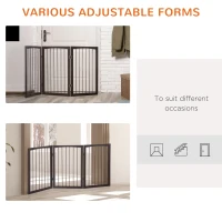 PawHut 3 Panel Stair Gate Foldable Dog Door Gate Indoor Free Standing Safety Gate Pet Barrier 76cm Height(m-4)