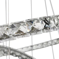 HOMCOM Lampadario a Sospensione con 3 Anelli Regolabili, Luci a LED e Cristalli, Ø60 x 110cm(m-8)